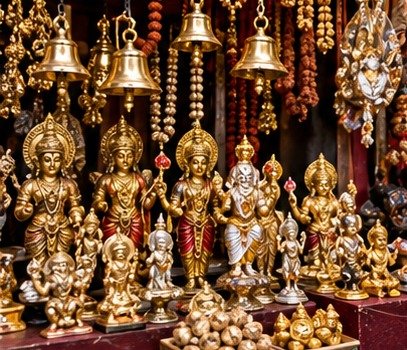 Rudraksha malas and religious items
